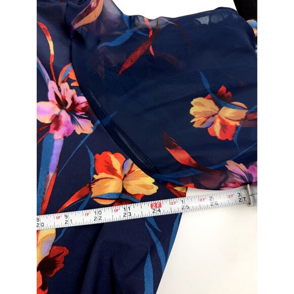 C Wonder Christian Siriano Mock Neck Ruffle Detail Dress 2X Blue Floral NWT - Picture 10 of 10